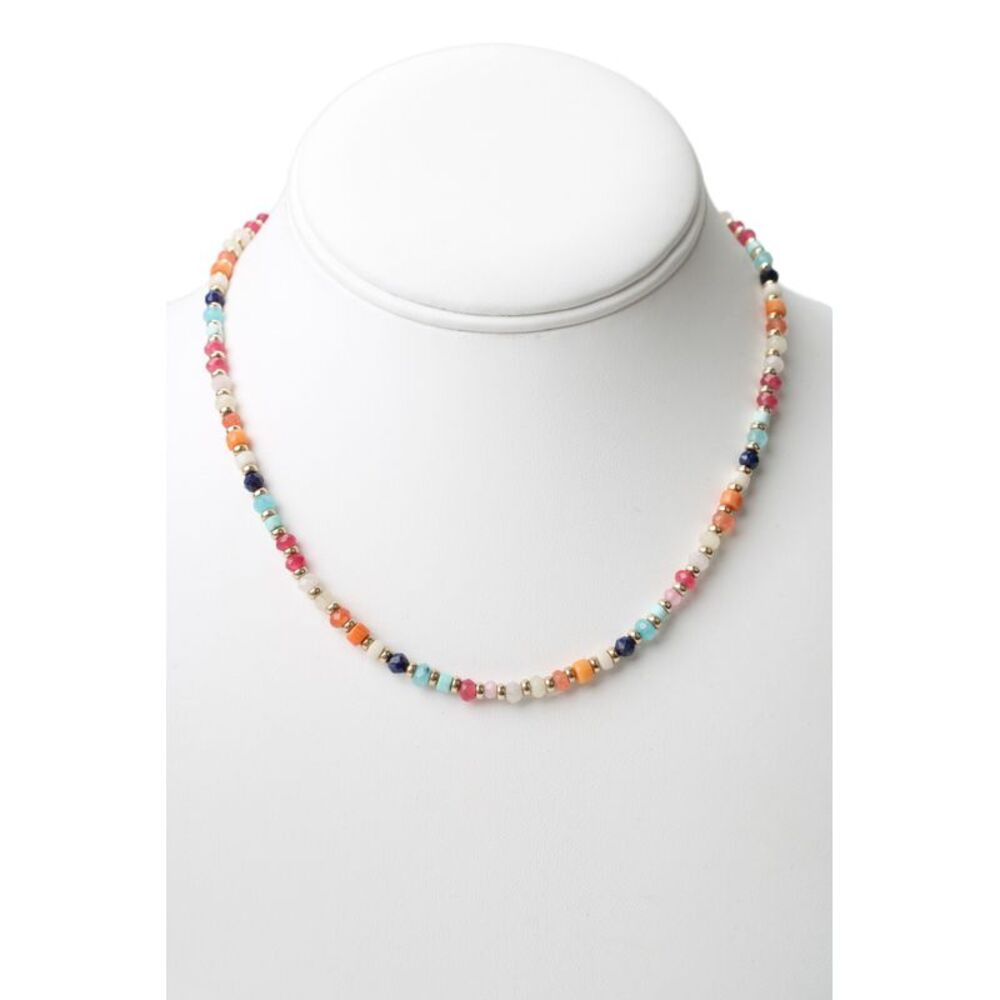 Designer Womens Gold Plated 925 Silver Multigemstone Beaded Necklace 18" 11.3g